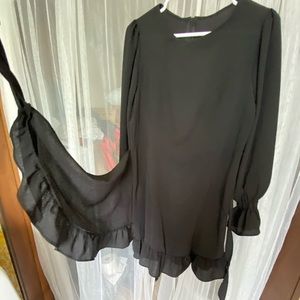 Womens Tunic Ruffles Wrap Dress